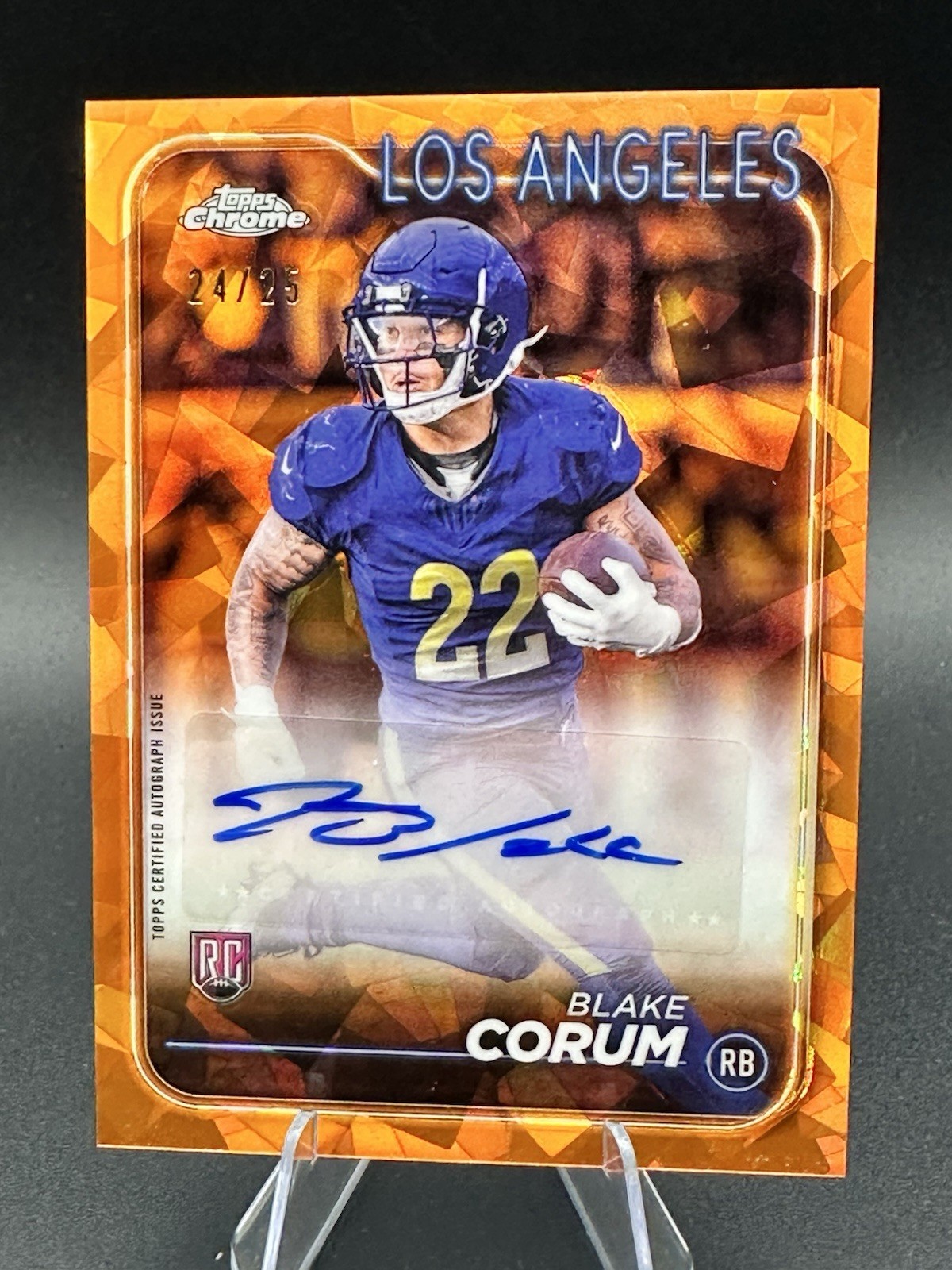 2024 Topps Chrome Sapphire Orange Ice /25 Blake Corum Auto Los Angeles Rams