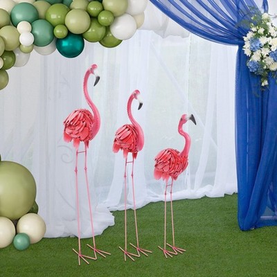 3Pcs Flamingo Garden Statues Party/Window Decoration for Courtyard/Garden
