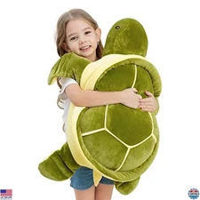 Giant 28" Green Sea Turtle Plush Toy - Soft Body Pillow - Perfect Gift for Kids