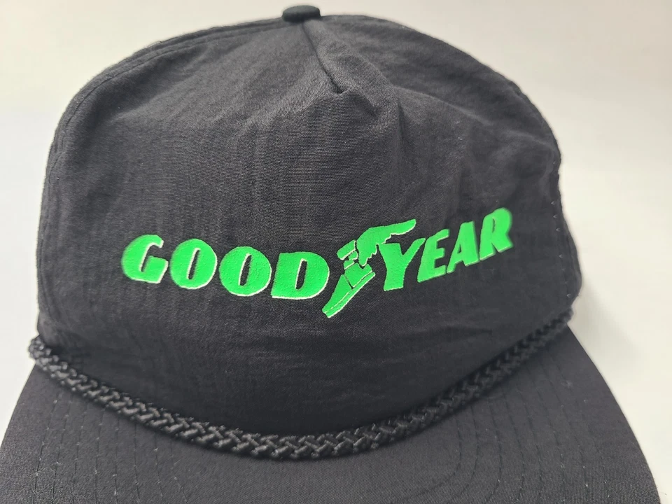 Gorra ajustable vintage Goodyear Tires cuerda coche carreras hombres mujeres negro verde Foto 4 de 4