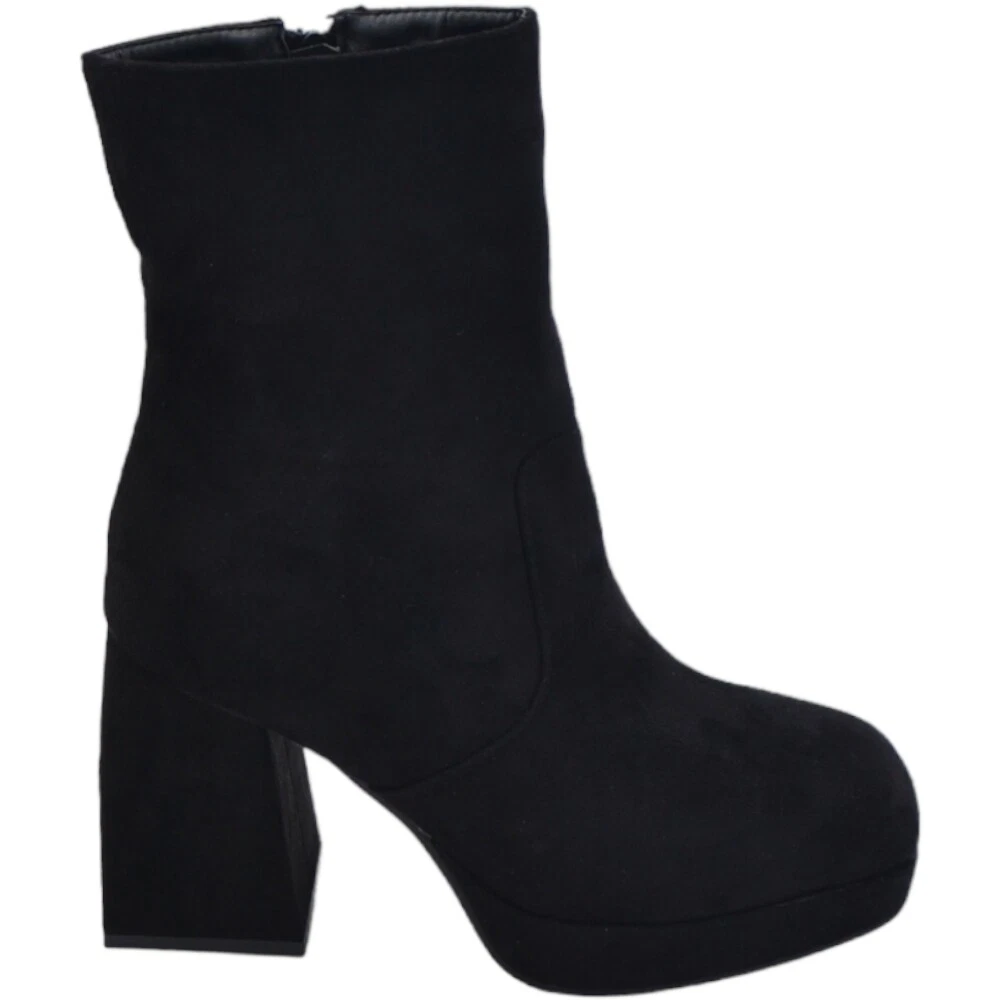 Stivaletti Donna Dernolsea Con Tacco Medio A Blocco 8 Cm E Plateau – Lacci, Nero, 37 EU