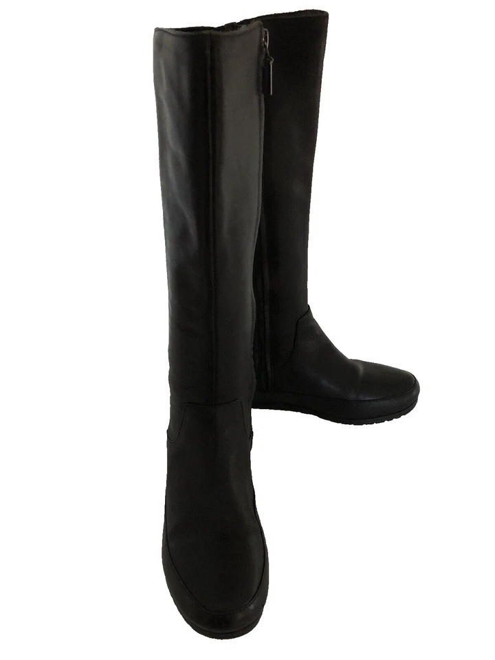 Botas de cuña FITFLOP SUPERBOOT de cuero negro elásticas altas con cremallera completa EE. UU. 5 USADAS EN EXCELENTE ESTADO ¡BONITAS! Foto 4 de 4