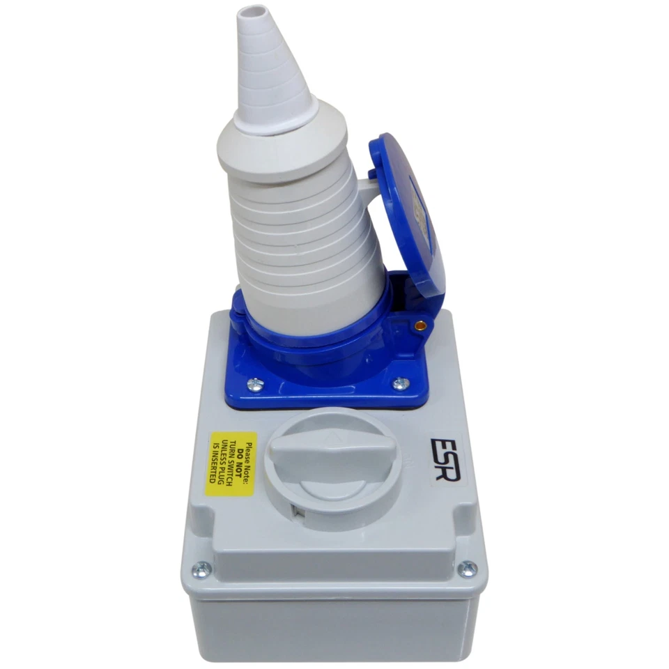 32A Interlock Socket and Plug 32 Amp 3 Pin 240v Blue IP44 Caravan Park Workshop - Image 4 of 4