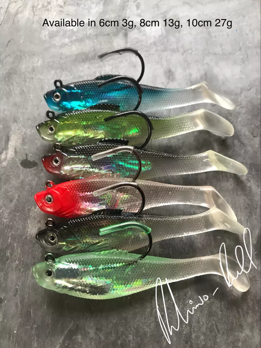 6 x Fishing Lures Pike Perch Trout Chub Soft Plastic jelly Baits 3 x Sizes