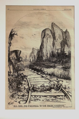 Thomas Nast 1869 HAIL PACIFIC RAILROAD TRACK Wendell Phillips - Kunstdruck mattiert - Bild 2 von 7