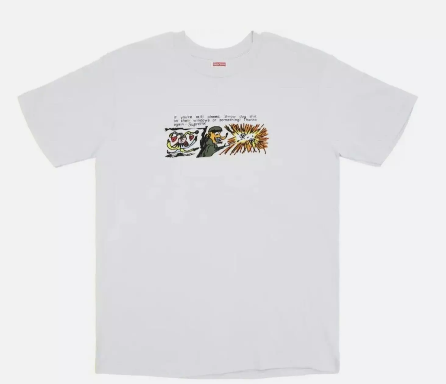 Tee shirt SUPREME DOG SH*T   Blanc Large *NEUF EMBALLAGE AUTHENTIQUE ET ORIGINAL