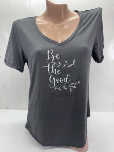 Maurices Gray BE THE GOOD V-Neck Short Sleeve T-S… - image 1