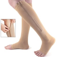 Compression Knee High Stockings - Slim Leg Zipper Burn Fat Varicose Prevention