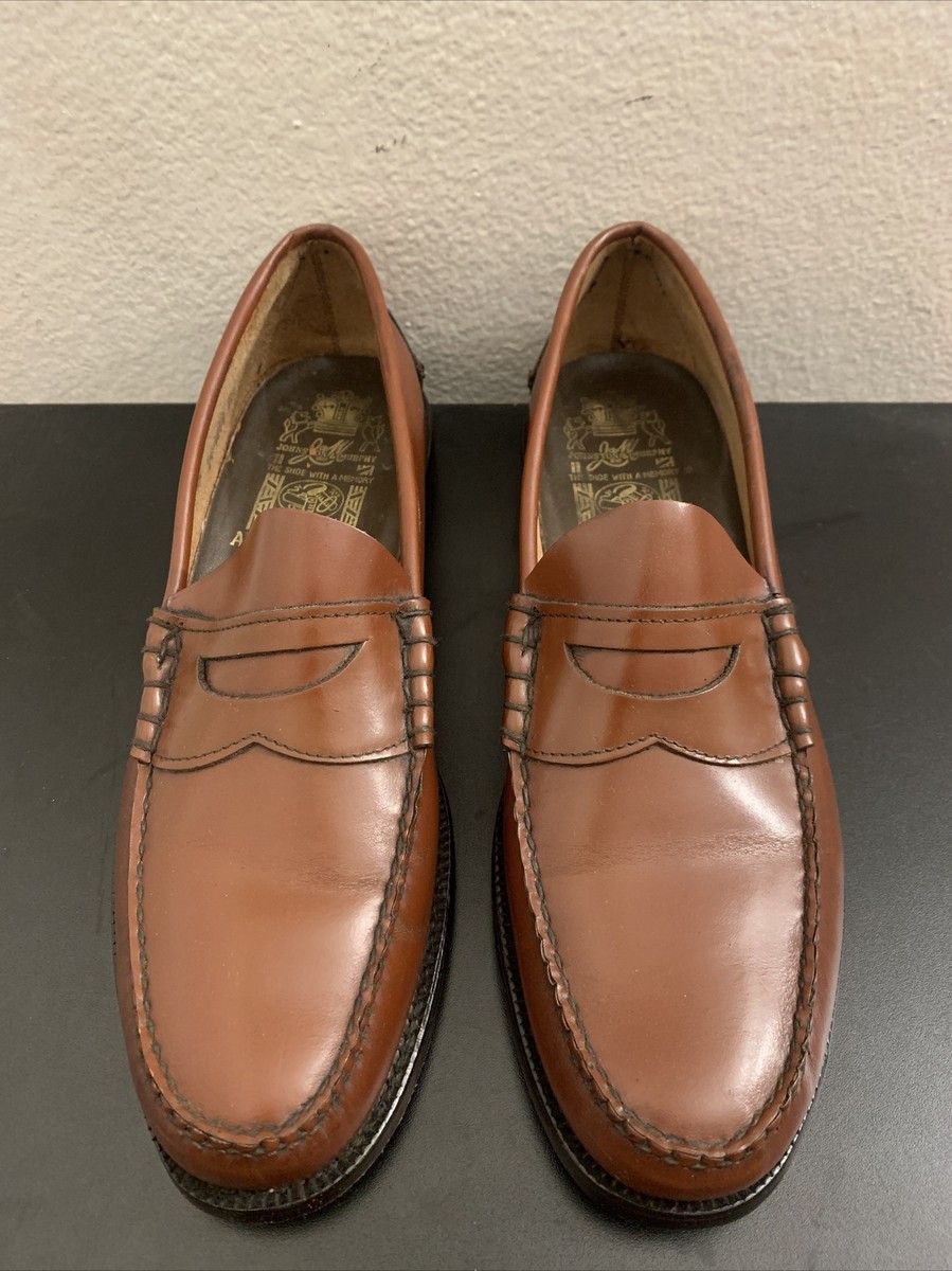 Johnston Murphy Aristocraft Penny Loafers Brown Moc Toe Shoes USA