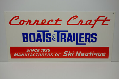 CORRECT CRAFT BOATS & TRAILERS SIGN STEEL marine gas oil 36'' WIDE X 17'' HIGH 
