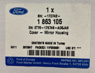 Genuine Ford Mirror Housing Cover 1863105 for sale online | eBay