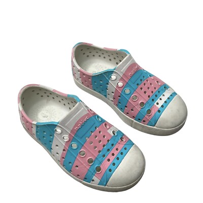 Native Shoes Kids C7 Jefferson Water Shoe Pink Blue Stripe