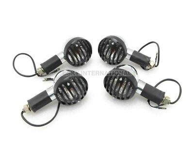 Klarer Blinker 4er Set mit schwarzem Grill passend für Royal Enfield Bullet C...