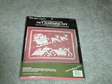 NEW RARE VINTAGE VOGART CRAFTS "CHRISTMAS PICTURE" NET DARNING KIT Santa Sleigh