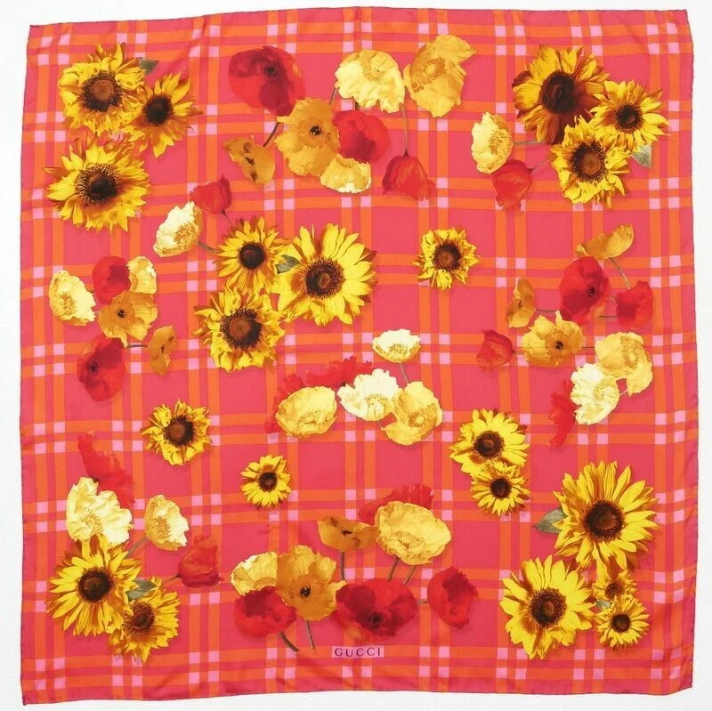 Gucci scarf large scarf《88cm x 88cm》 Flowers Sunflowers From Japnan