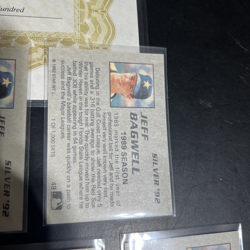 🔥1992 STAR CO. SILVER JEFF BAGWELL SET ONLY 200 SETS W/Promo/Cert💥EBAY POP 1 - Picture 19 of 24
