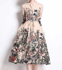 Floral Beige Garden Dress Size Medium