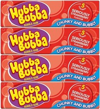 4X Wrigley's Hubba Bubba Sérieusement Fraise Arôme Chewing-Gum Chunky & Bubbly
