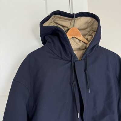 Carhartt FR Flame Resistant Duck Navy Lined Zip Hooded Jacket L