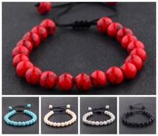 Couples Men's Women's Beads Turquoise Howlite Agate Macrame Weaving Bracelets