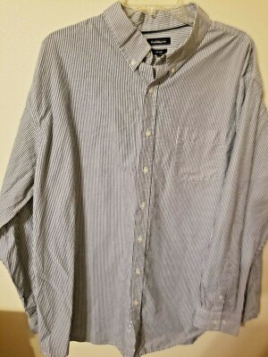 croft barrow mens size 2XL  mens dress shirt easy care blue stripe 34 L 29 acros