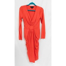 Marciano Guess Bodycon Orange Coral Long Sleeve Midi Semi-Formal Dress S