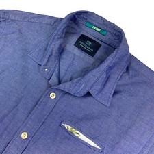 Scotch  Soda Men's Palms 100 Cotton L/S Button Shirt Blue   Medium