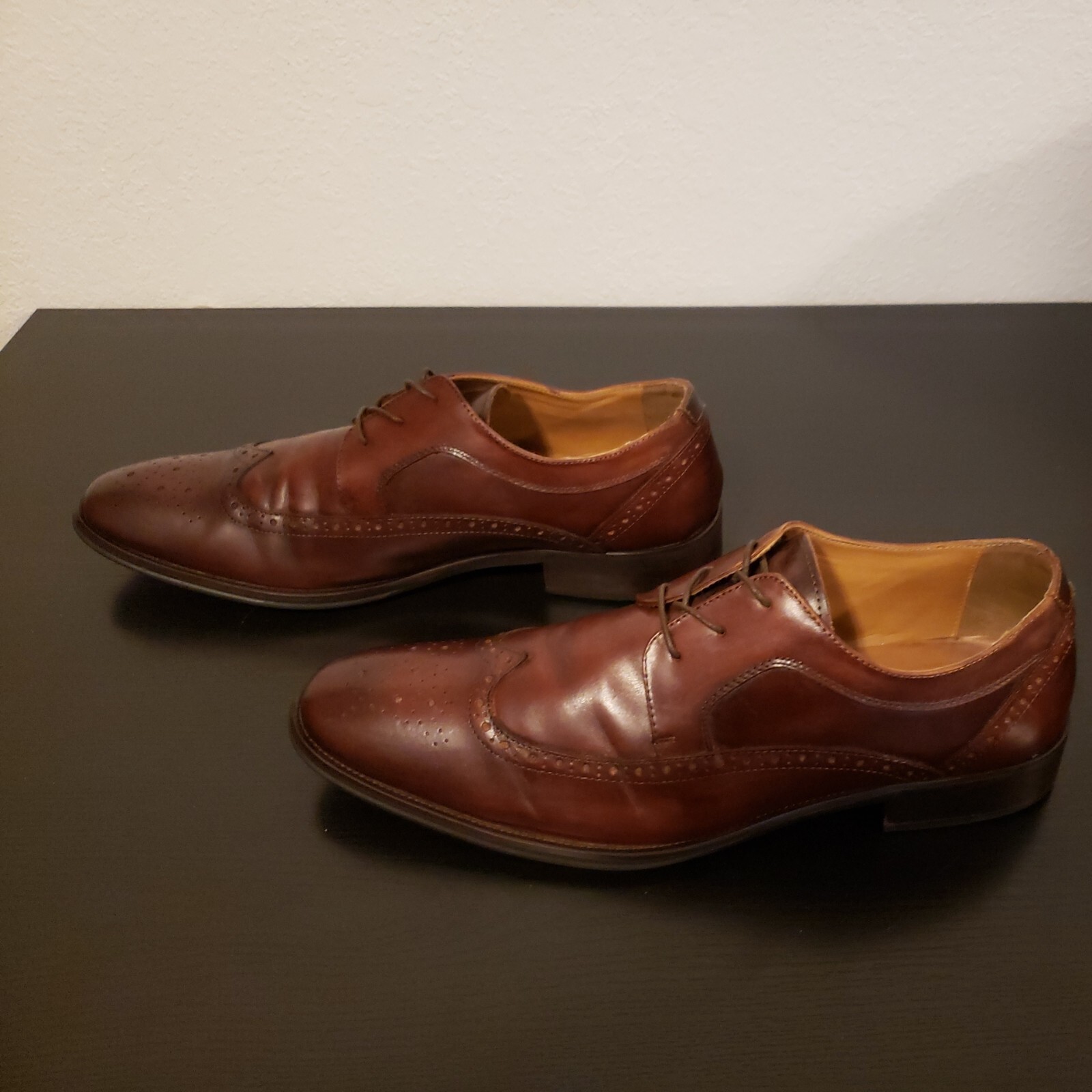 SAOLA Scarpe eleganti Oxford da uomo ~ "ALDO" in pelle marrone lunghe con lacci alari taglia: 13 US