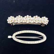Kirks folly vintage hair clip Barrette lot crystal garden oval rhinestone