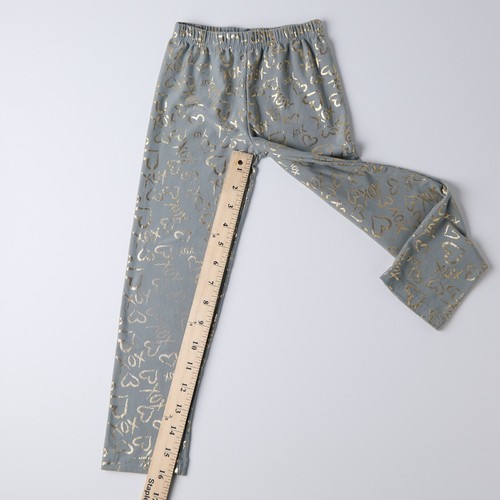 Betsey Johnson Pants Girls 5 Gray Golden Heart Stretch Pull-On Valentiines Day - Picture 4 of 7