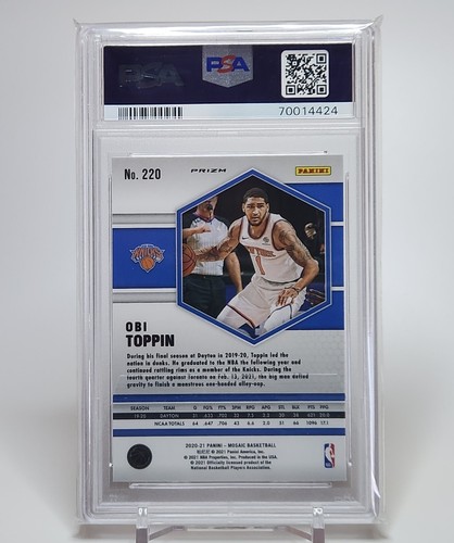 2020-21 Panini Mosaic Obi Toppin #220 Rookie Red Wave Prizm PSA 10 - Picture 2 of 2