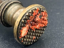 Victorian Antique Bronze Turned Wood Handle Wafer or Wax Seal Stamp Tamper Press