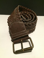 Women's Brown Braided Leather Belt Width 2" Size 6-8