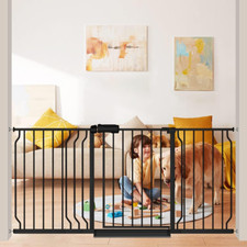 Extra Wide Baby Gate Black 62-67 Inch Wide Pressure Mounted Auto Close Child Saf