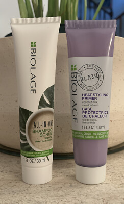 Matrix Biolage RAW Heat Styling Primer & All In One Shampoo Scrub 1oz/30mL