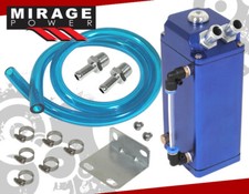 Universal Blue Dual Nozzle 7 Square Oil Catch Can Reservoir Tank W Drain Plug