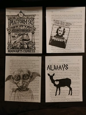Harry Potter Book Page Prints Set Of Four Harry Potter Home Decorations Ebay