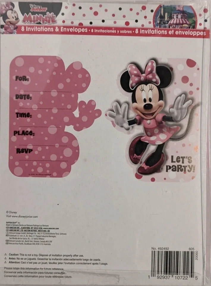 Invitaciones clásicas de lujo para fiesta de cumpleaños de Minnie Mouse Disney Foto 2 de 2
