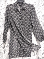 M Revue Chiffon Collared Button-front Slitted Cardigan Jacket Duster Topper Top