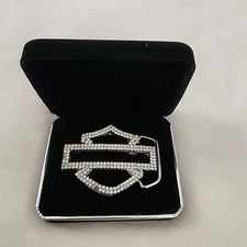 Harley-Davidson Bar & Shield Logo Rhinestone Bling 2006 Ladies Belt Buckle W/Box