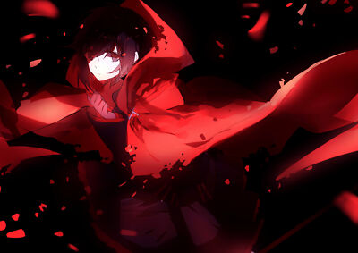 Anime rwby girls digital art fan ruby rose cape silver Playmat Gaming Mat Desk