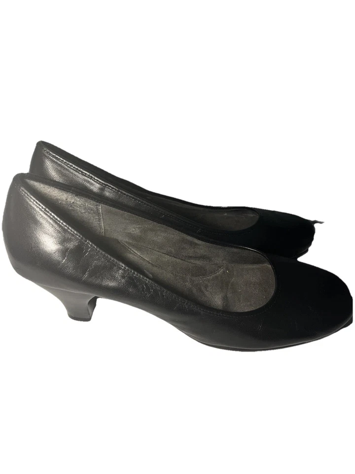 Aerosoles Shoes Womens 12 M Pump Black Tincel Slip On Heels Leather Round - Image 3 of 4