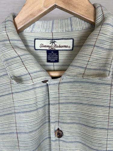Camisa de seda Tommy Bahama para hombre mediana verde hawaiana St abotonada manga corta - Imagen 3 de 7
