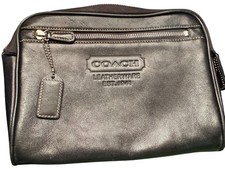 Vintage Coach 1941 embossed Leather Black Travel Clutch Cosmetic Toiletry Case