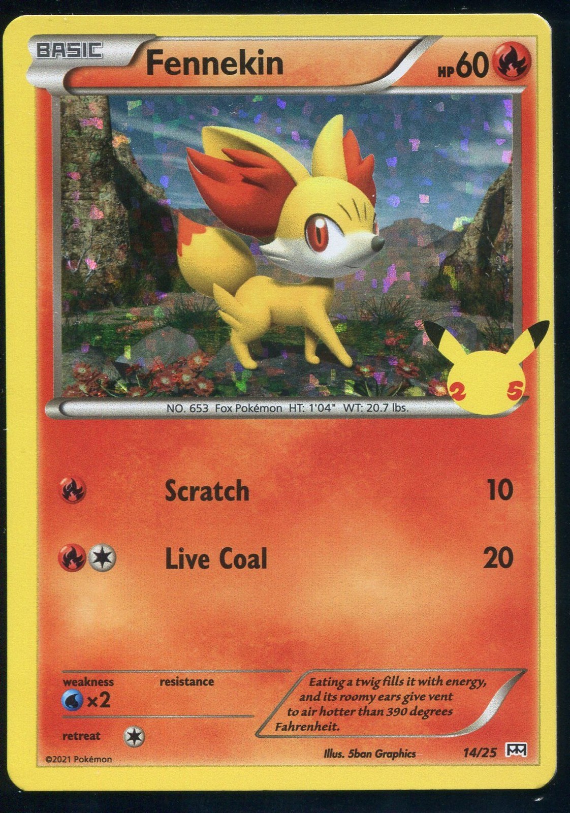 FENNEKIN 14/25 MCDONALD'S COLLECTION 2021 HOLO Pokemon NEAR MINT