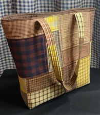 Patchwork Quilted Tote Bag Homemade By Me. Primitive Style.
