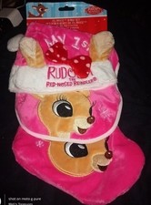 Rudolph Red-Nosed Reindeer Clarice My 1st Christmas Baby Set Hat Bib Stocking