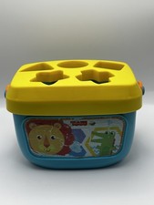 Fisher Price Baby Shape Sorter Bucket Blocks Toy w/ Lid  Shapes Set Toddler