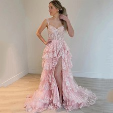 Prom Dress Lace Shiny Sequins Party Evening Gowns Layered New Tulle Off Shoulder