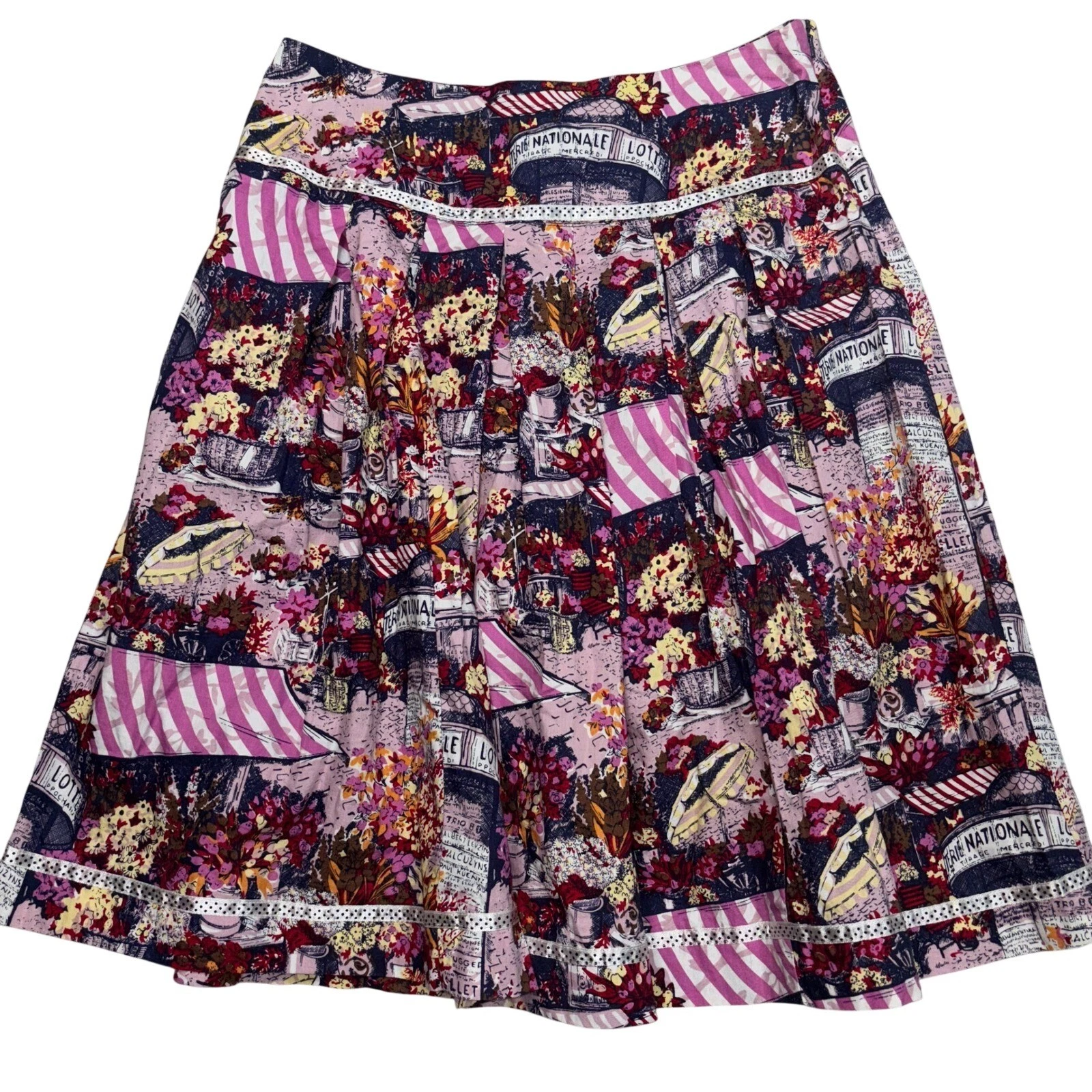 Autograph Pleated Skirt Womens 6 Novelty Print Eclectic Boho